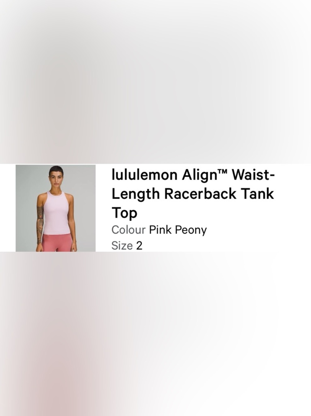Lululemon Align™ Waist-Length Racerback Tank Top Size 2